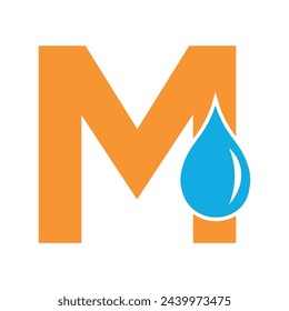 Initial Water Logo combine with letter M vector template