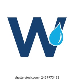 Logotipo inicial del agua combinado con la plantilla del vector de la letra W