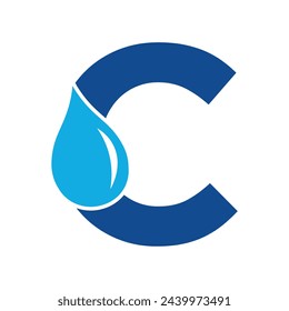Initial Water Logo combine with letter C vector template