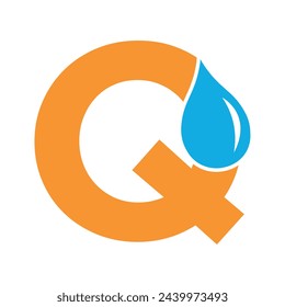 Initial Water Logo combine with letter Q vector template