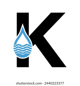Initial Water Logo combine with letter K vector template