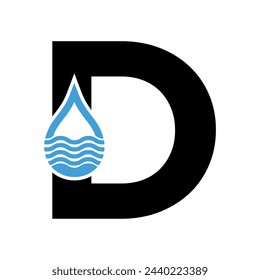 Initial Water Logo combine with letter D vector template