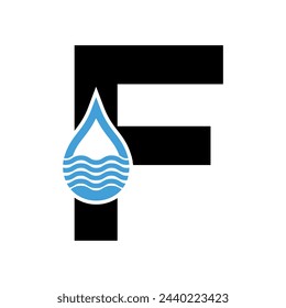 Initial Water Logo combine with letter F vector template