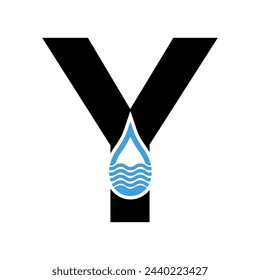 Initial Water Logo combine with letter Y vector template