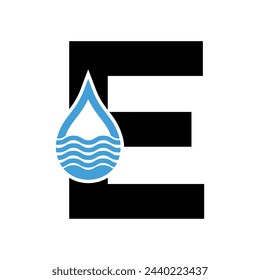 Ursprüngliches Wasser-Logo kombiniert mit Buchstaben-E-Vektor-Vorlage