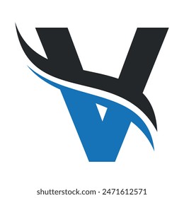 Initial Water Logo combine with letter V vector template