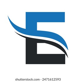Initial Water Logo combine with letter E vector template