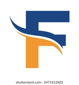 Initial Water Logo combine with letter F vector template