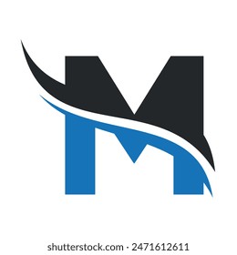 Initial Water Logo combine with letter M vector template