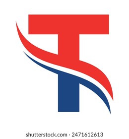 Initial Water Logo combine with letter T vector template