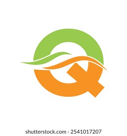 Initial water Logo combine with letter Q vector template