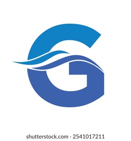 Initial water Logo combine with letter G vector template