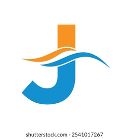 Initial Wasser Logo kombinieren mit Buchstabe J Vektor Vorlage