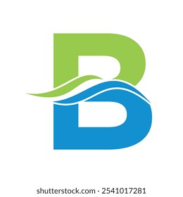 Initial water Logo combine with letter B vector template