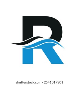 Logo de agua inicial combinado con la letra R Plantilla de Vector