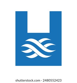 Initial wave Logo combine with letter H vector template
