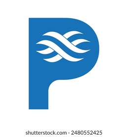 Initial wave Logo combine with letter P vector template