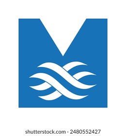 Initial wave Logo combine with letter M vector template