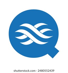 Initial wave Logo combine with letter Q vector template