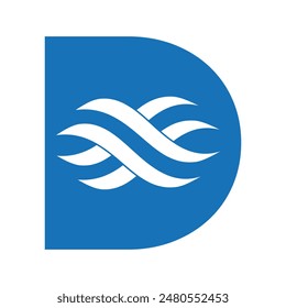 Initial wave Logo combine with letter D vector template