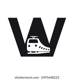 Logotipo de la onda inicial combinado con la letra W Plantilla de Vector