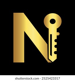 Initial Wave Logo combine with letter N vector template