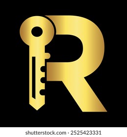 Logotipo de onda inicial combinado com modelo de vetor de letra R