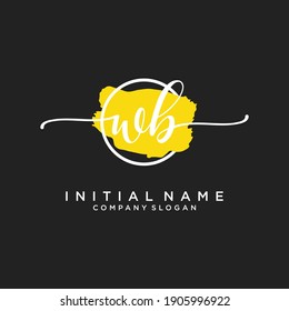 Initial WB beauty monogram and elegant logo design, handwriting logo of initial signature, wedding, fashion, floral and botanical with creative template.