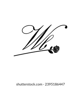 Initial WB handwriting flower typography ornament modern