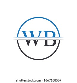Initial WB Letter Linked Logo. Creative Letter WB Logo Design Vector Template