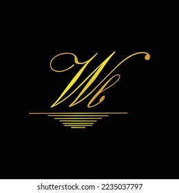 Firma inicial del logotipo WB elemento oro elegante