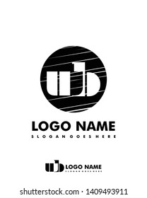 Initial WB negative space logo with circle template