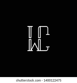 Initial WC HC letter logo design in black background