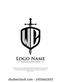 initial WC letter with shield style logo template vector