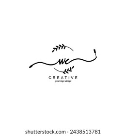 Initial WC logo handwriting botanical branding typography