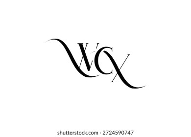 Diseño inicial del logotipo de la carta creativa de WCX. Diseño elegante del logotipo del monograma con los Elementos decorativos y la tipografía