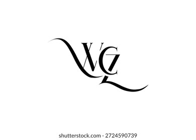 Diseño inicial del logotipo de la carta creativa de WCZ. Diseño elegante del logotipo del monograma con los Elementos decorativos y la tipografía