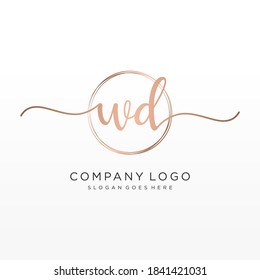 Initial WD beauty monogram and elegant logo design, handwriting logo of initial signature, wedding, fashion, floral and botanical with creative template.