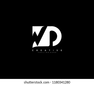 Initial WD Letter Corporate Shape Linked Logo