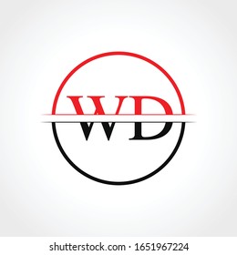 Initial WD Letter Linked Logo. Creative Letter WD Logo Design Vector Template