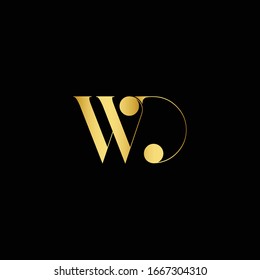 Logotipo de carta dinámica inicial. Plantilla de vector de diseño con logotipo WD de carta creativa