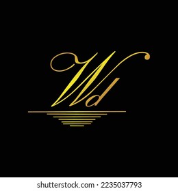Ursprüngliches WD-Logo-Unterschrift mit elegantem goldenem Element