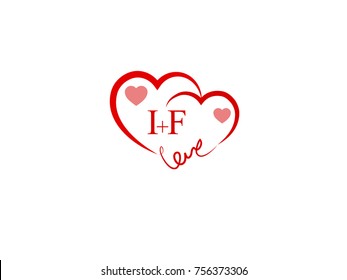 IF Initial wedding invitation, love logo template vector