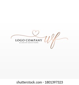 Ursprüngliche WF Beauty-Monogramm und elegantes Logo-Design, Handschrift Logo der ersten Signatur, Hochzeit, Mode, Blumen und botanisch mit kreativen Vorlage.