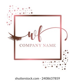 Initial WF calligraphy company eye and eyelash handwriting