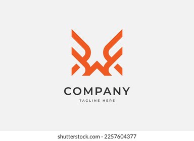 Initial WF or FWF monogram logo. letter W and F combination form abstract wings. vector illustration
