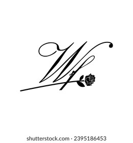 Initial WF handwriting flower typography ornament modern