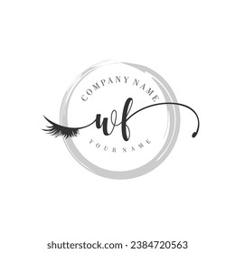 Initial WF monogram eye and eyelash handwriting