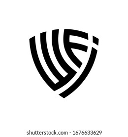 Initial WFI wEj logo template vector Abstract symbol of security. Shield logo. Shield icon. Security logo.