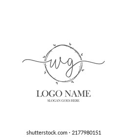 Monograma inicial de belleza WG y diseño elegante de logotipo, logotipo de escritura a mano de firma inicial, boda, moda, floral y botánica con plantilla creativa.